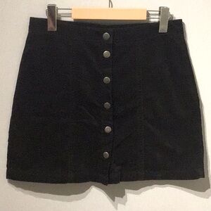 Harlow Black Cotton Velvety Skirt